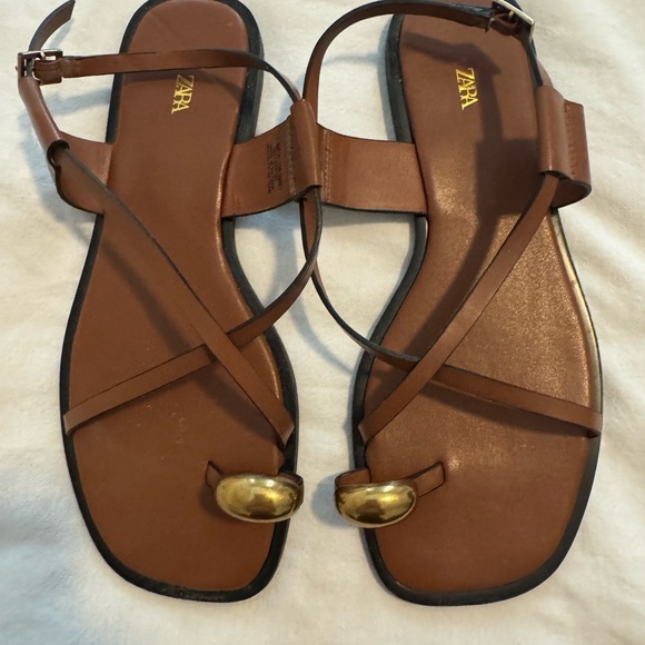 Zara Brown Strappy Sandals - Picture 2 of 5